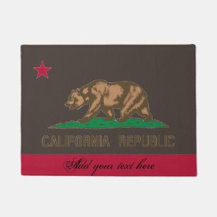 California Republic state flag door mat with bear