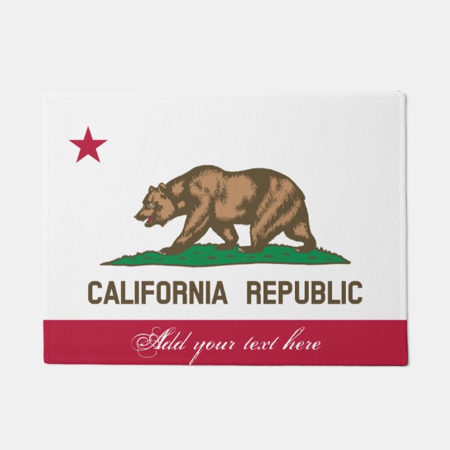 California Republic state flag door mat with bear (Front)