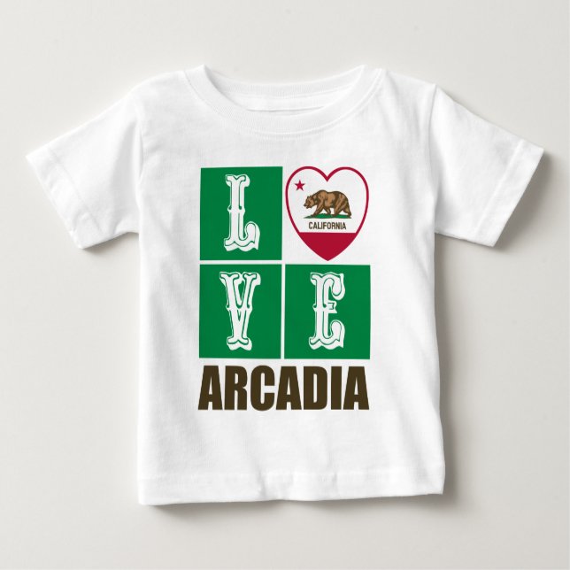 California Republic State Flag Heart Arcadia Baby T-Shirt (Front)