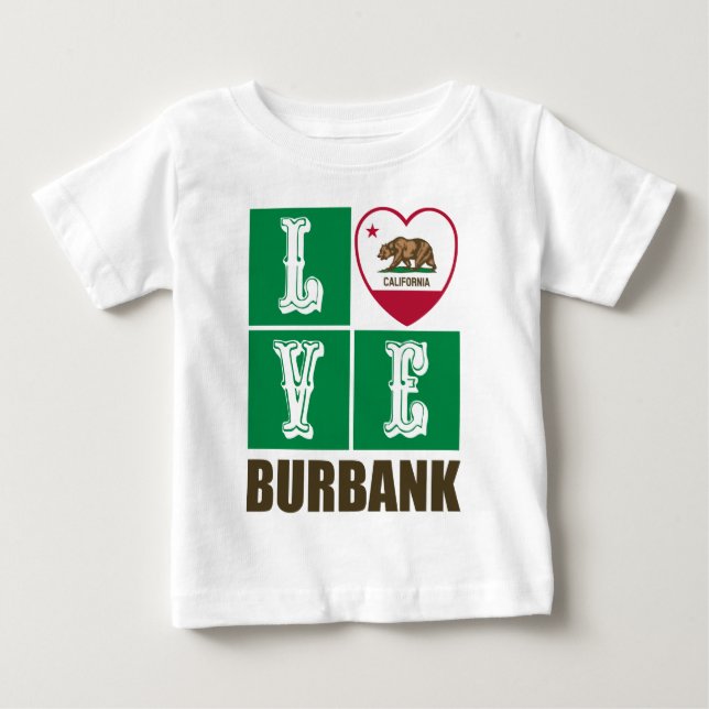 California Republic State Flag Heart Burbank Baby T-Shirt (Front)
