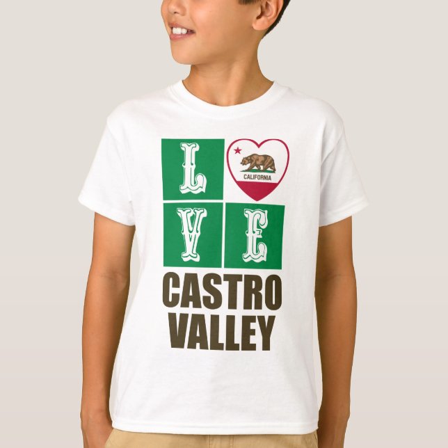 California Republic State Flag Heart Castro Valley T-Shirt (Front)