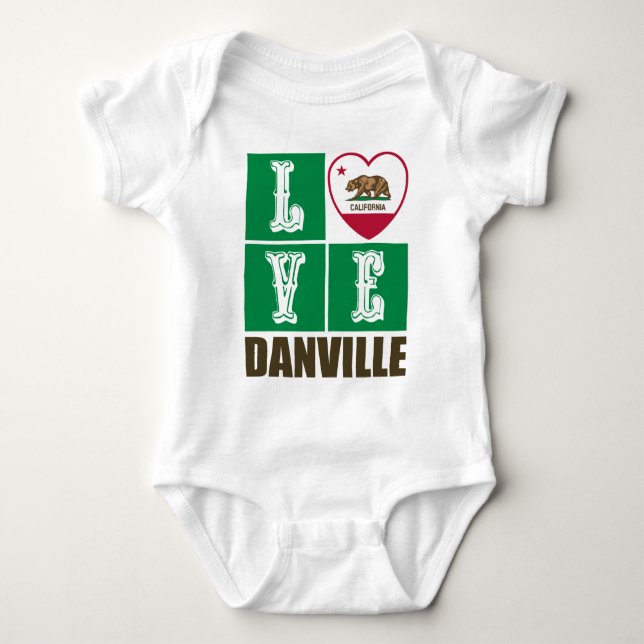 California Republic State Flag Heart Danville Baby Bodysuit (Front)