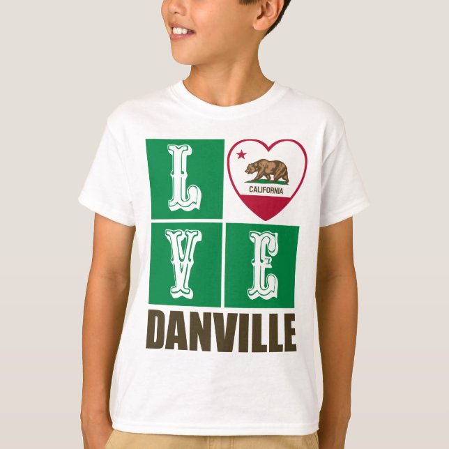 California Republic State Flag Heart Danville T-Shirt (Front)