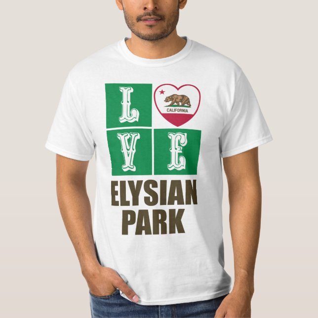 California Republic State Flag Heart Elysian Park T-Shirt (Front)