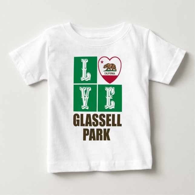 California Republic State Flag Heart Glassell Park Baby T-Shirt (Front)