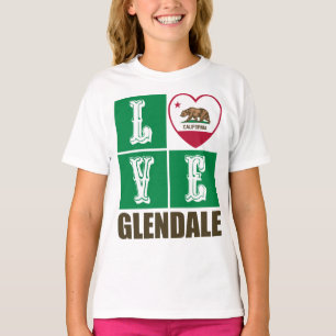 California Republic State Flag Heart Glendale T-Shirt