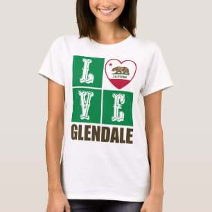 California Republic State Flag Heart Glendale T-Shirt