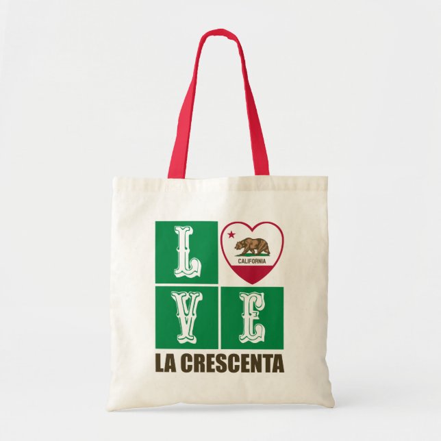 California Republic State Flag Heart La Crescenta Tote Bag (Front)