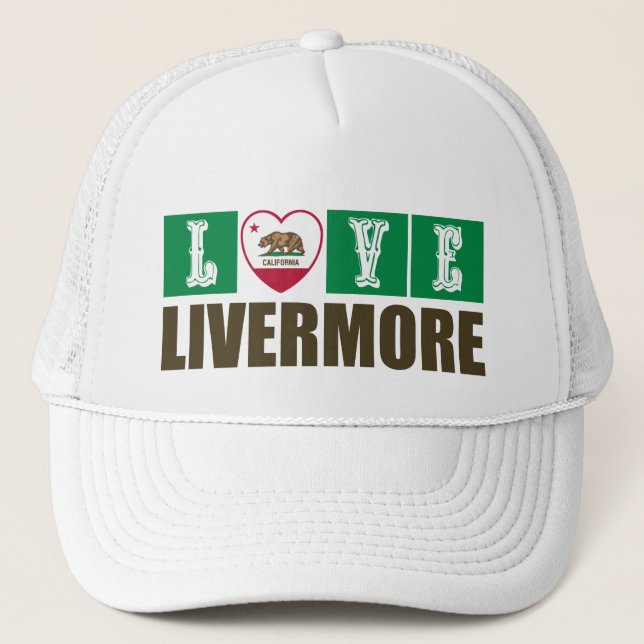 California Republic State Flag Heart Livermore Trucker Hat (Front)