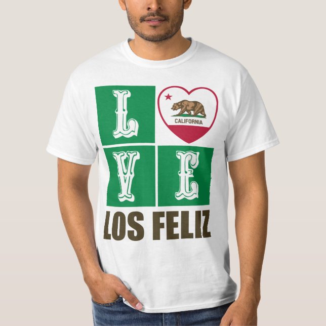 California Republic State Flag Heart Los Feliz T-Shirt (Front)