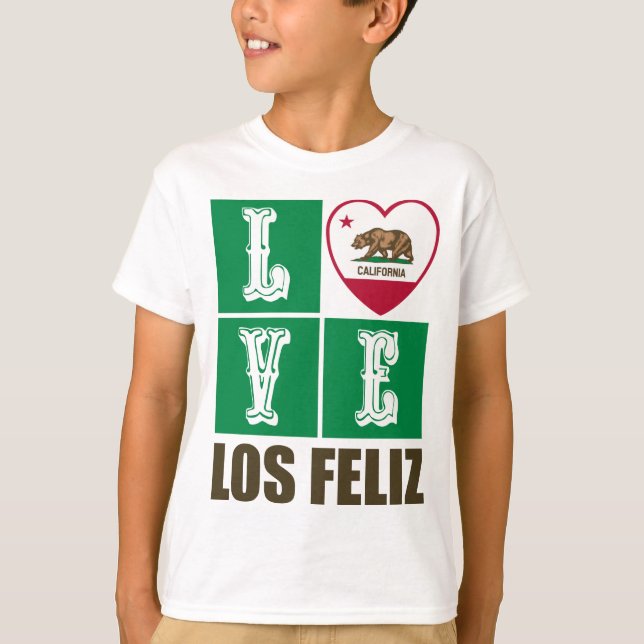 California Republic State Flag Heart Los Feliz T-Shirt (Front)