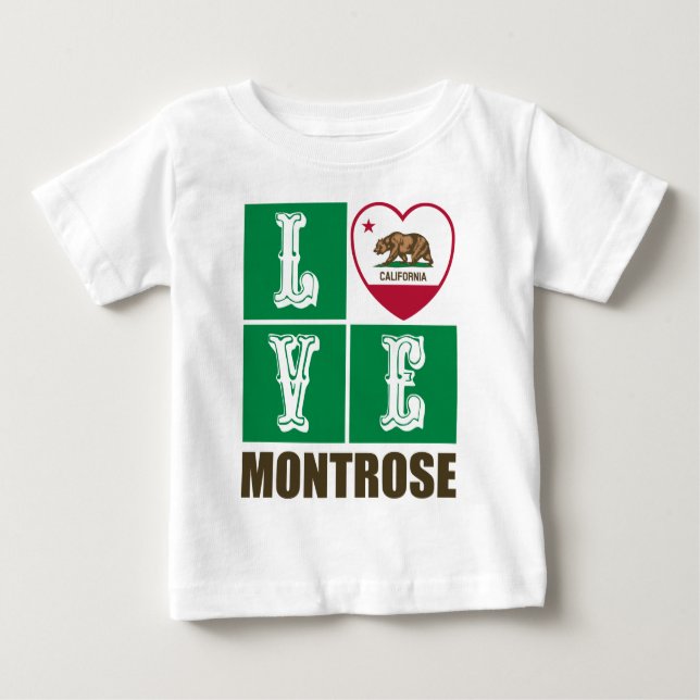 California Republic State Flag Heart Montrose Baby T-Shirt (Front)