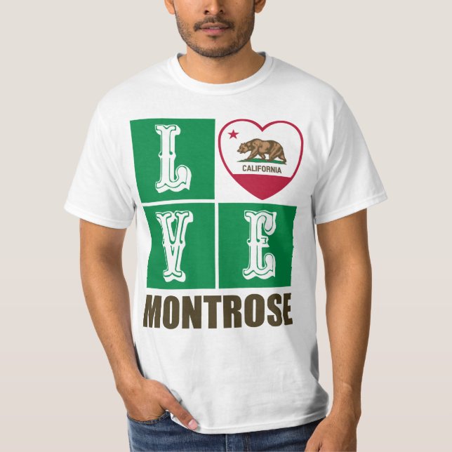 California Republic State Flag Heart Montrose T-Shirt (Front)