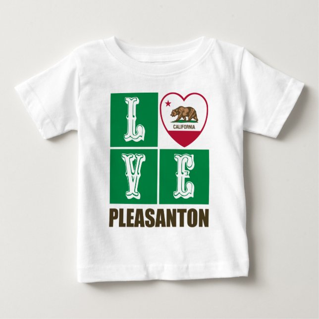 California Republic State Flag Heart Pleasanton Baby T-Shirt (Front)