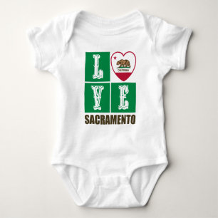 California Republic State Flag Heart Sacramento Baby Bodysuit