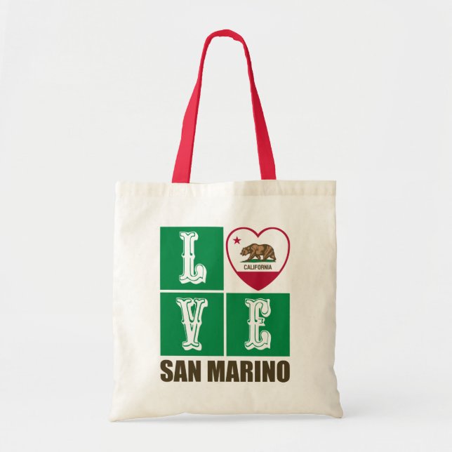 California Republic State Flag Heart San Marino Tote Bag (Front)