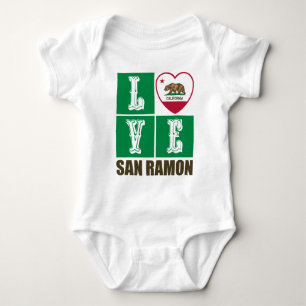 California Republic State Flag Heart San Ramon Baby Bodysuit