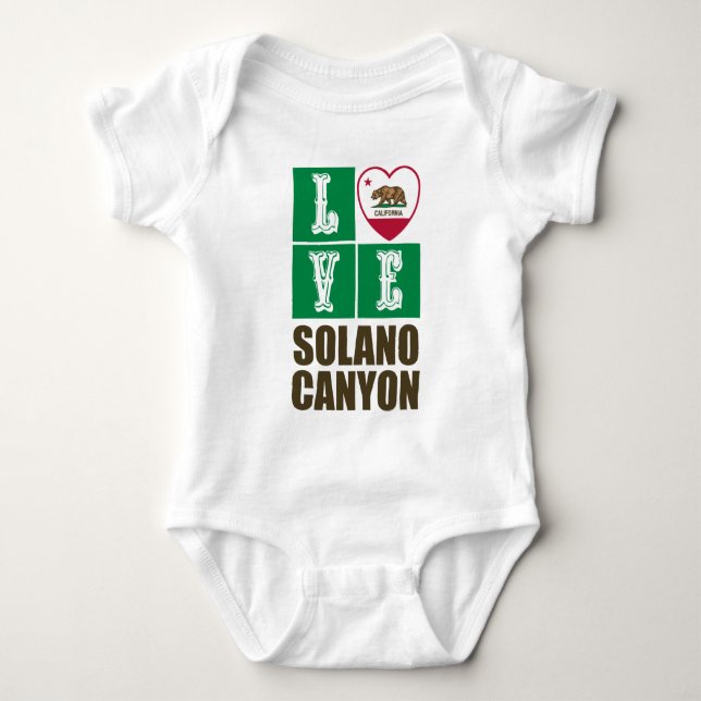 California Republic State Flag Heart Solano Canyon Baby Bodysuit (Front)