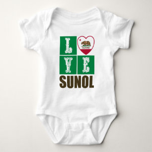 California Republic State Flag Heart Sunol Baby Bodysuit
