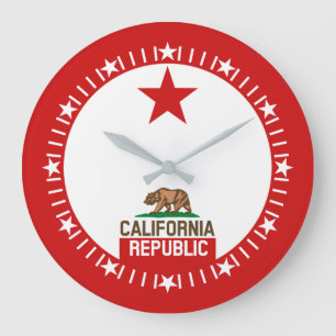 California Republic State Flag Large Star Dial Clock