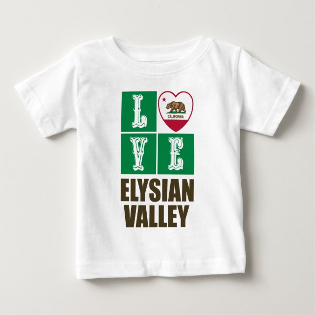 California Republic State Flag Love Elysian Valley Baby T-Shirt (Front)