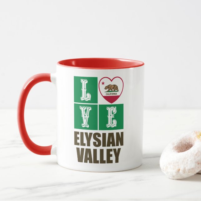 California Republic State Flag Love Elysian Valley Mug (With Donut)
