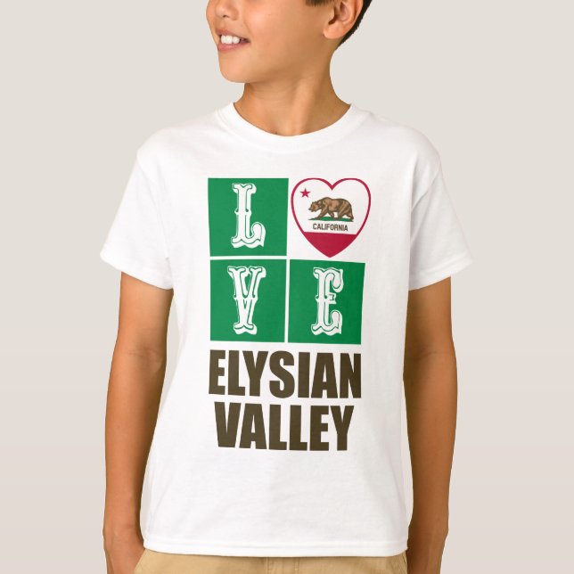 California Republic State Flag Love Elysian Valley T-Shirt (Front)