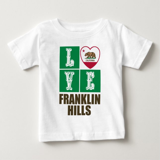 California Republic State Flag Love Franklin Hills Baby T-Shirt (Front)