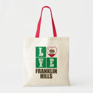 California Republic State Flag Love Franklin Hills Tote Bag