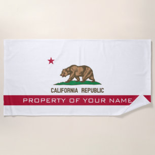 California Republic state flag personalised Beach Towel
