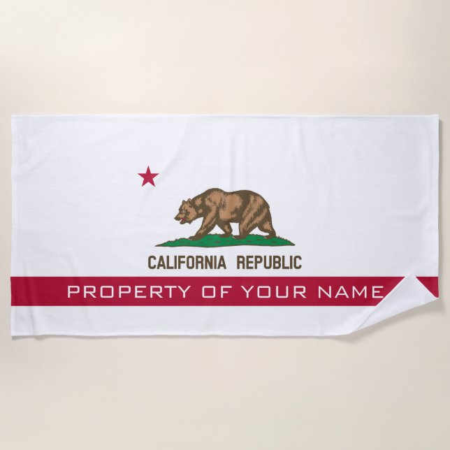 California Republic state flag personalised Beach Towel (Front)