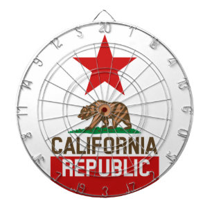 CALIFORNIA REPUBLIC State Flag Red Star Dartboard