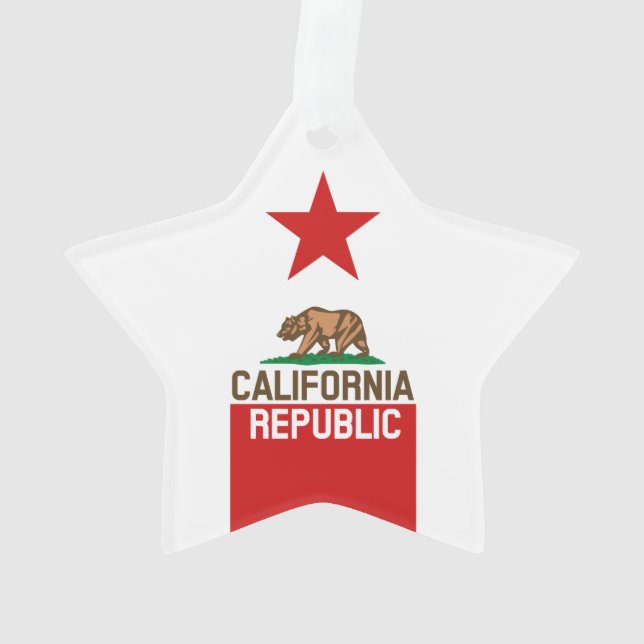 CALIFORNIA REPUBLIC State Flag Red Star Ornament (Back)