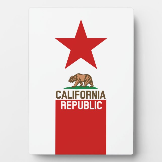 CALIFORNIA REPUBLIC State Flag Red Star Plaque (Front)