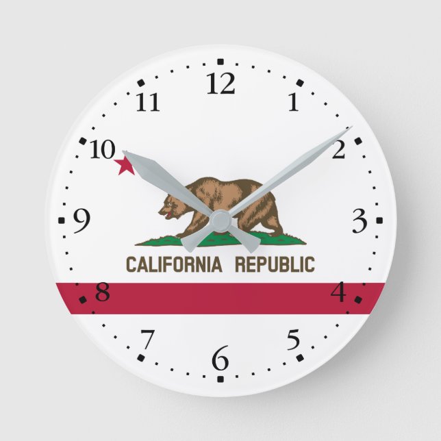 California Republic State Flag Round Clock (Front)