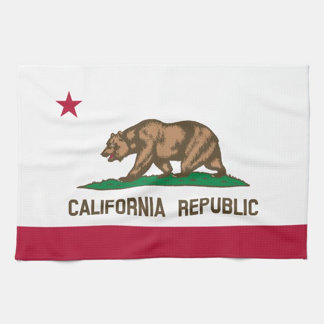 California Republic State Flag Tea Towel (Horizontal)