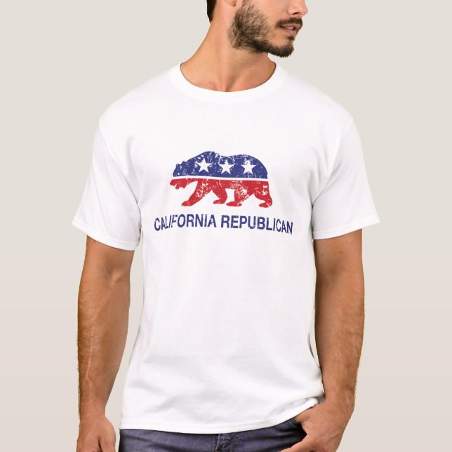 California Republican Bear Distressed T-Shirt (Front)