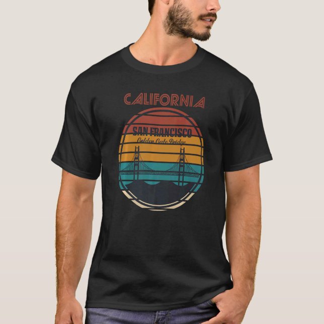 California Retro San Francisco Golden Gate Bridge  T-Shirt (Front)