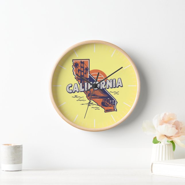 California Retro State Silhouette Clock (Home)