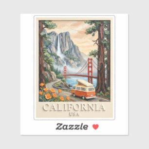 California Road Trip Vintage 3D Textured Landscape