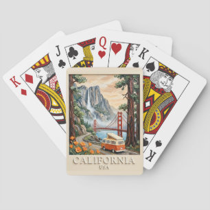 California Road Trip Vintage 3D Textured Landscape Playing Cards