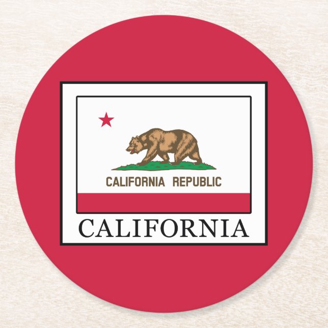 California Round Paper Coaster (Front)