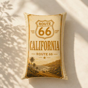 California Route 66 Coastal Retro Sofa Accent Lumbar Cushion