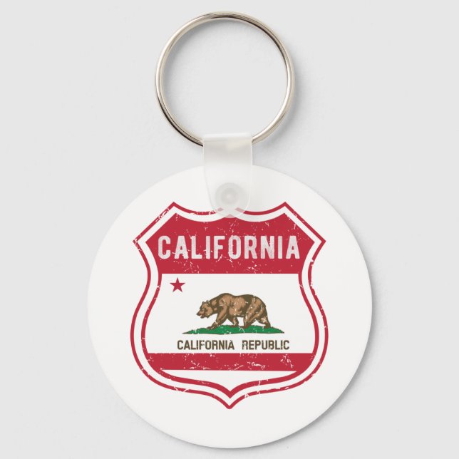 California Route 66 Flag Poster Acrylic Print Trip Key Ring (Front)