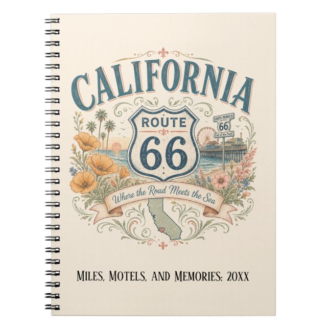 California Route 66 Road Trip Memories Notebook (Front)