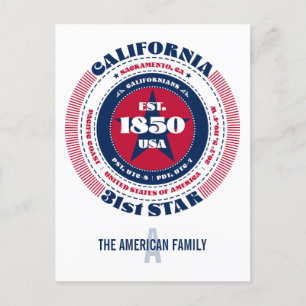 California, Sacramento, CA, Patriotic, Monogram Postcard