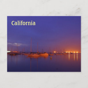 California sailboats in marina at dusk postcard