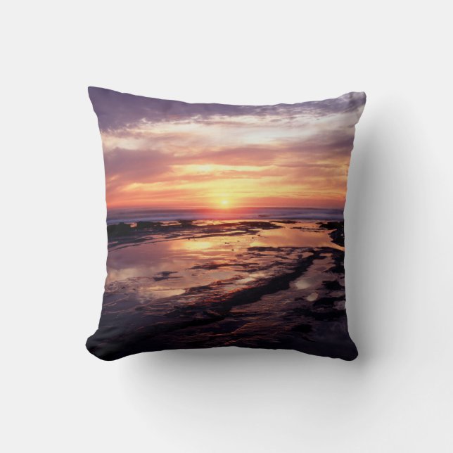 California, San Diego, Sunset Cliffs, Sunset 3 Cushion (Front)