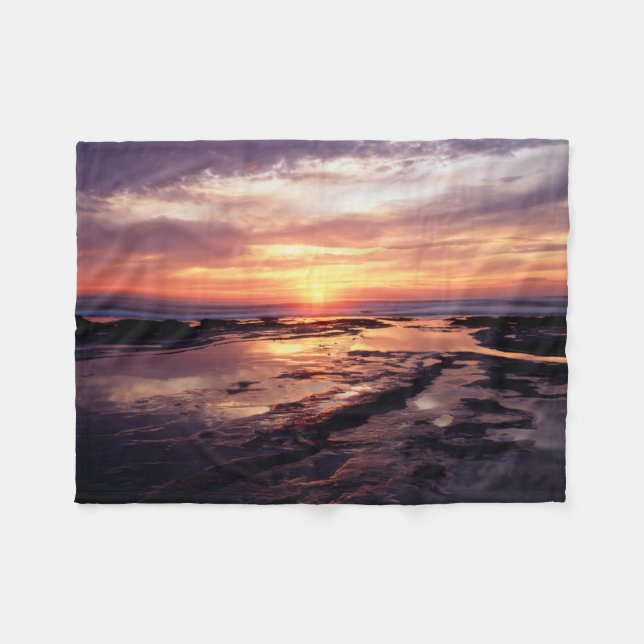 California, San Diego, Sunset Cliffs, Sunset 3 Fleece Blanket (Front (Horizontal))