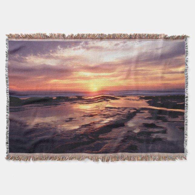 California, San Diego, Sunset Cliffs, Sunset 3 Throw Blanket (Front)